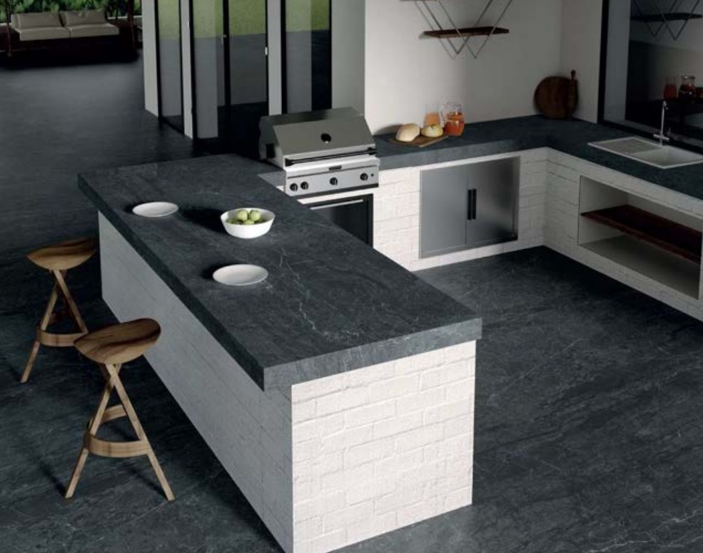 Großkeramikplatten 320 x 160 cm Franko Cortina Grau für Arbeitsplatte und Verkleidung