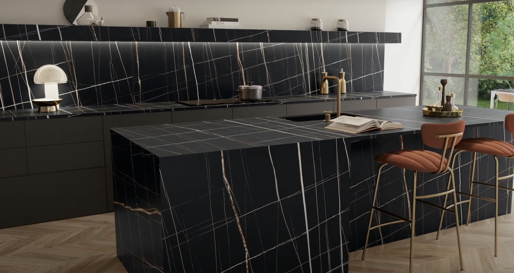 Großkeramikplatten 320 x 160 cm Franko Sahara Noir Elite für Arbeitsplatte und Verkleidung