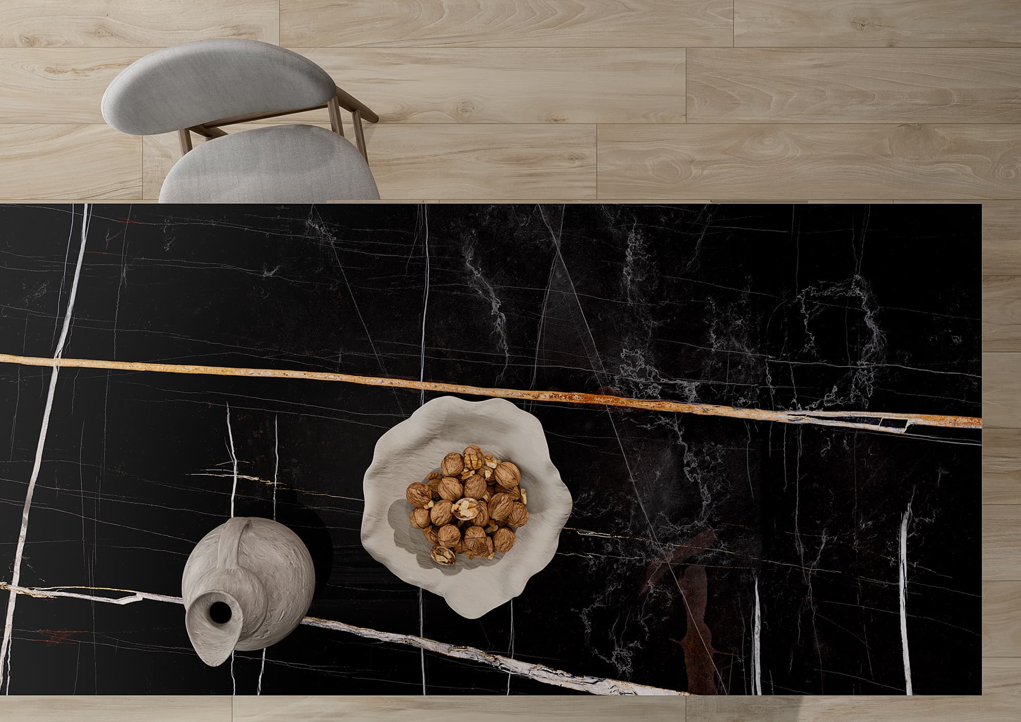 Großkeramikplatten 163 x 324 cm Franko Sahara Noir Extra für Arbeitsplatte und Verkleidung