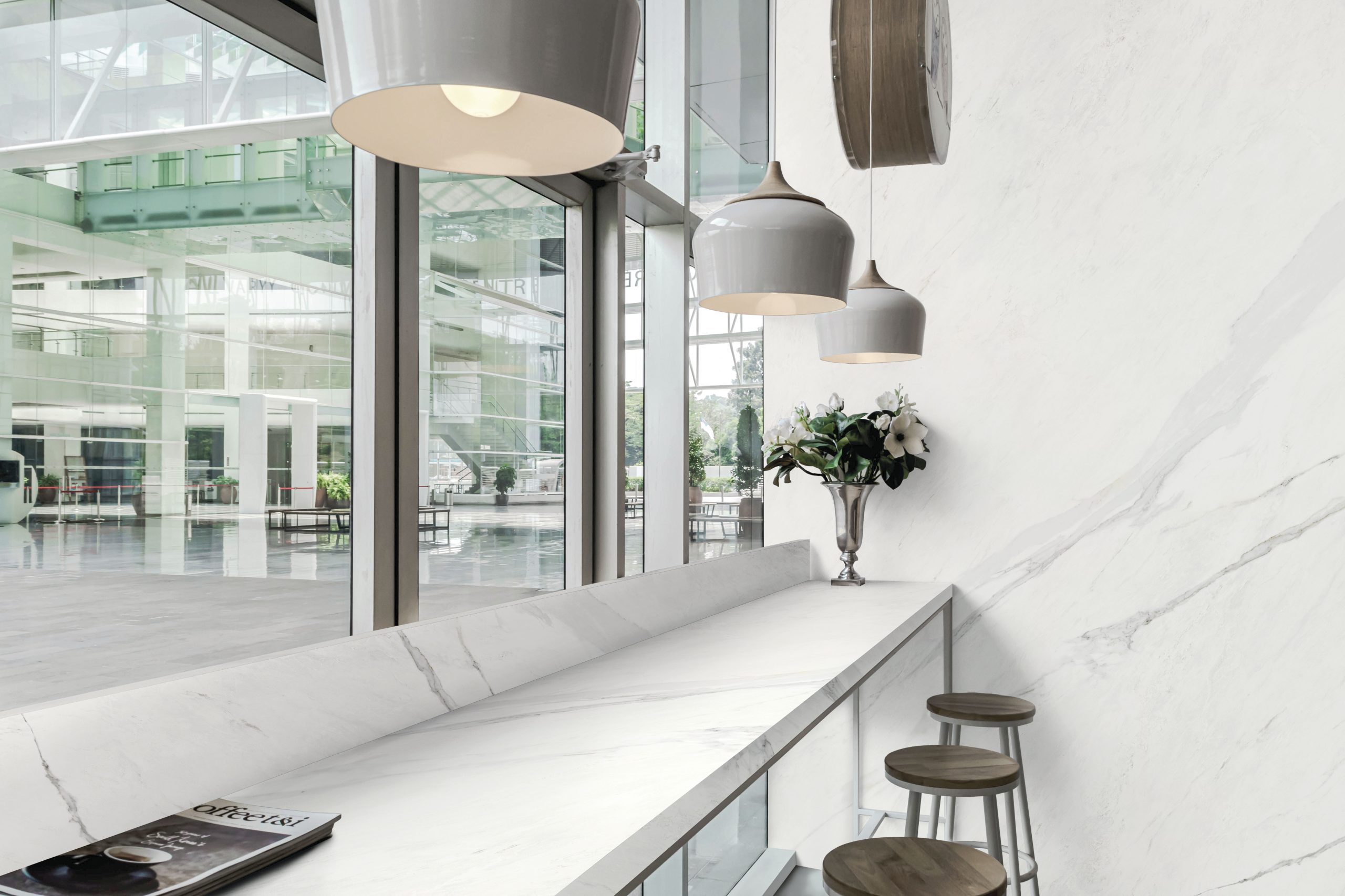 Großkeramikplatten 320 x 160 cm Franko Statuario Perla für Arbeitsplatte und Verkleidung