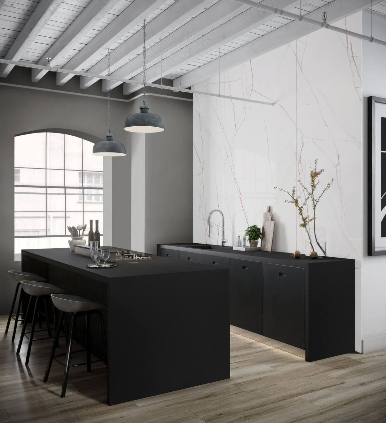 Großkeramikplatten 320 x 160 cm Franko Super Black für Arbeitsplatte und Verkleidung