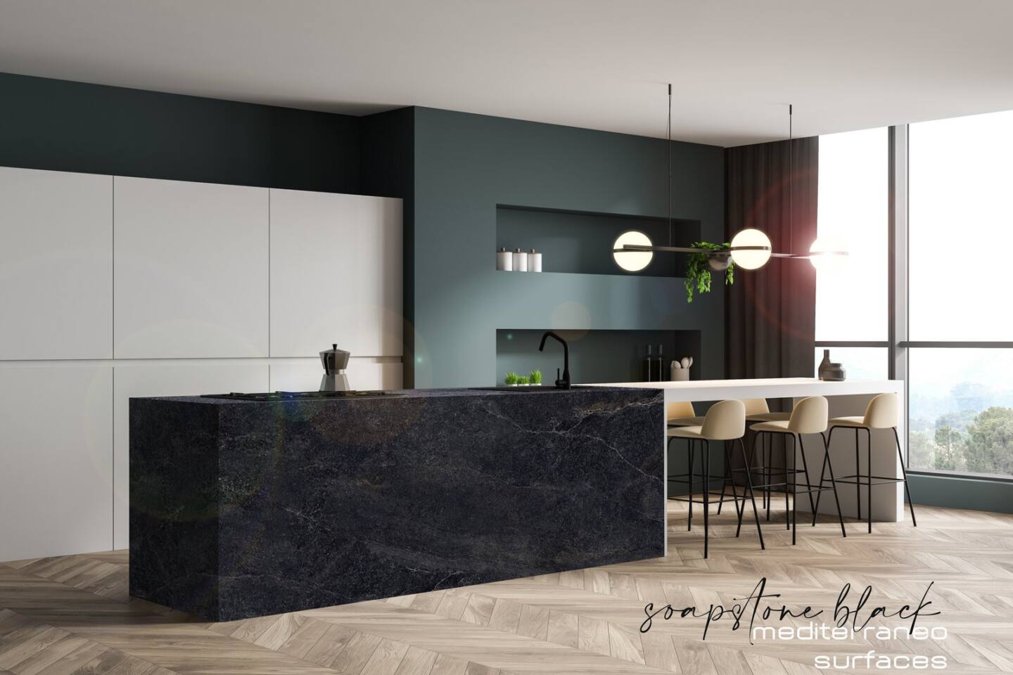 Großkeramikplatten 320 x 160 cm Franko Luxury Black für Arbeitsplatte und Verkleidung