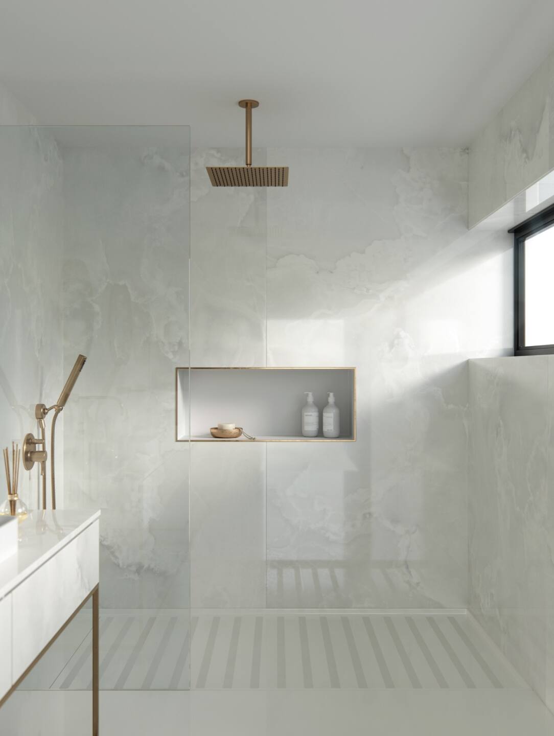 Küchenrückwand (Spritzschutz) aus Keramikplatte Dekton Helena – Poliert