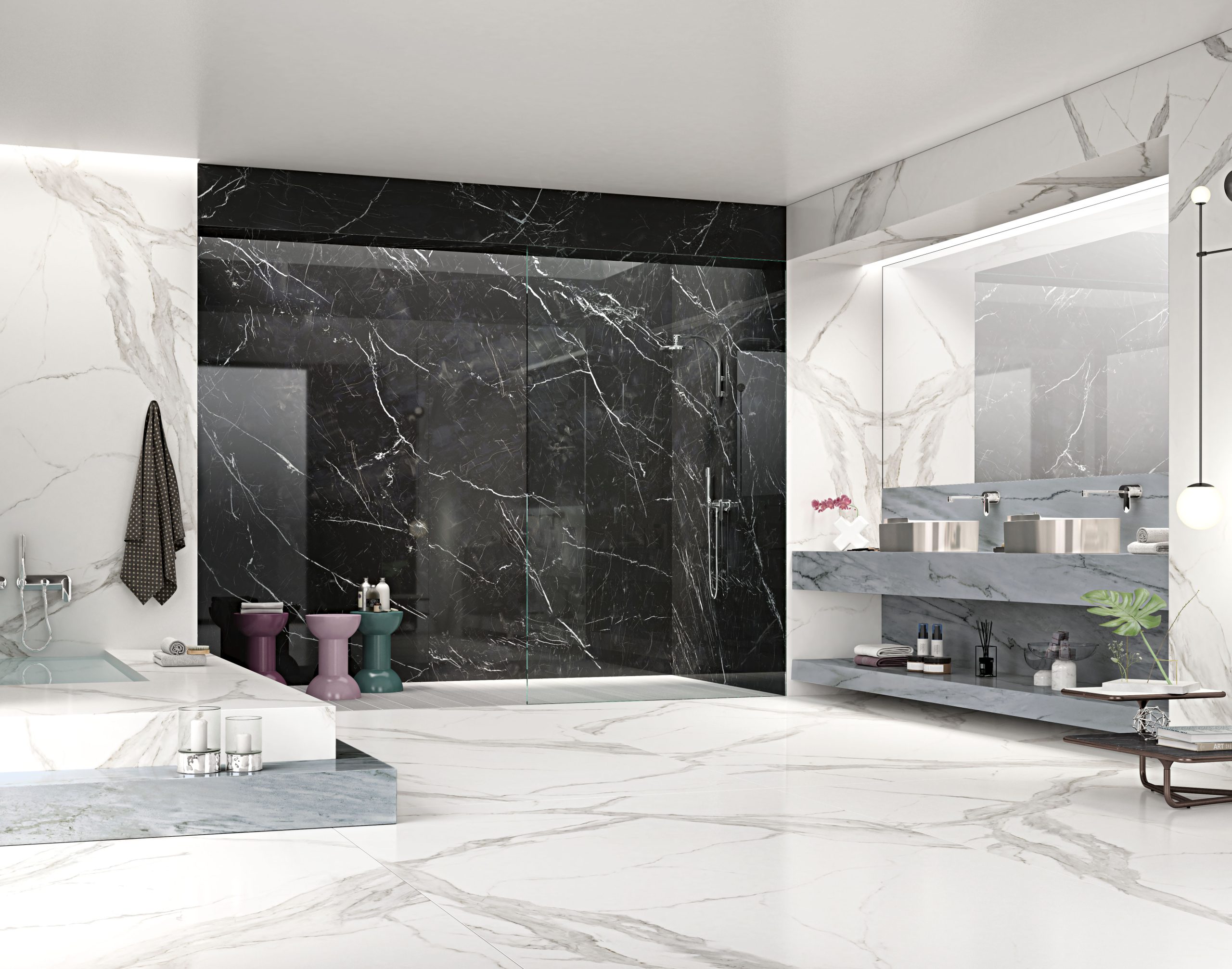 Großkeramikplatten 320 x 160 cm Franko Black Marquina für Arbeitsplatte und Verkleidung