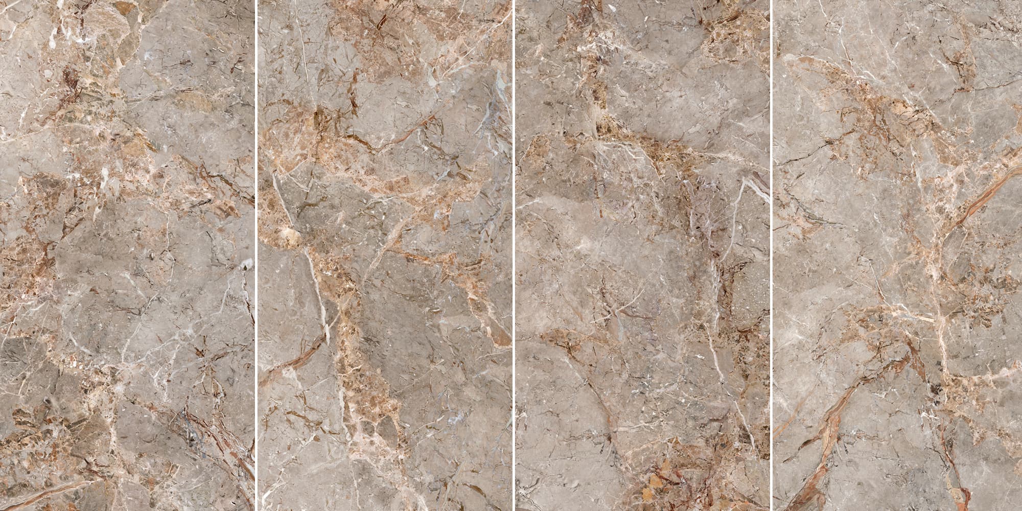 Großformatfliese Ava Breccia Argentum 120x280cm 6 mm