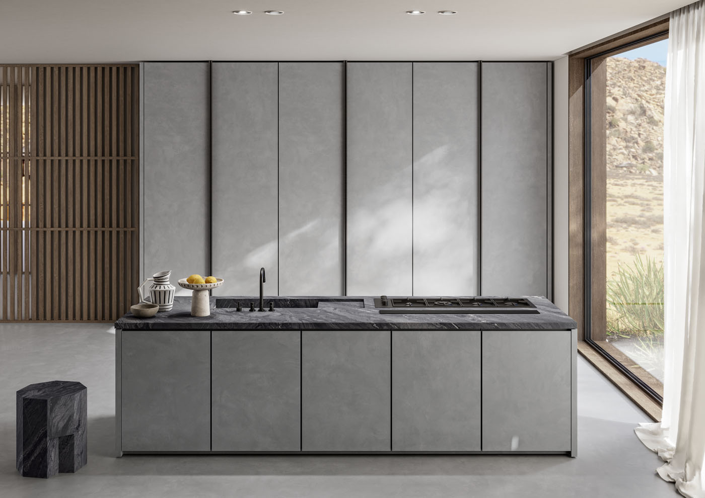 Großkeramikplatten 330×184 cm Franko Cemento Shelby für Arbeitsplatte und Verkleidung