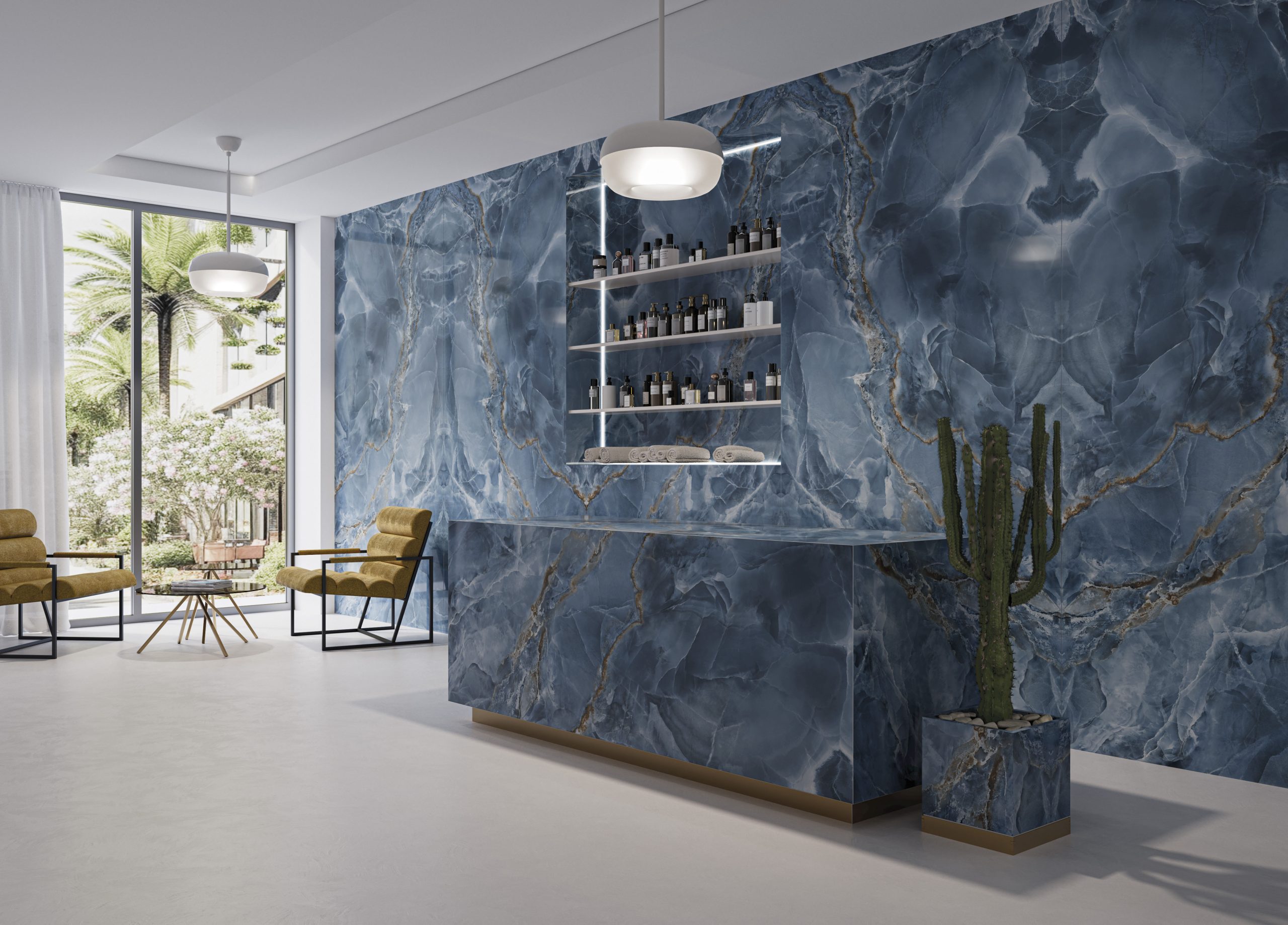 Großkeramikplatten 320 x 160 cm Franko Cobalt Onyx für Arbeitsplatte und Verkleidung