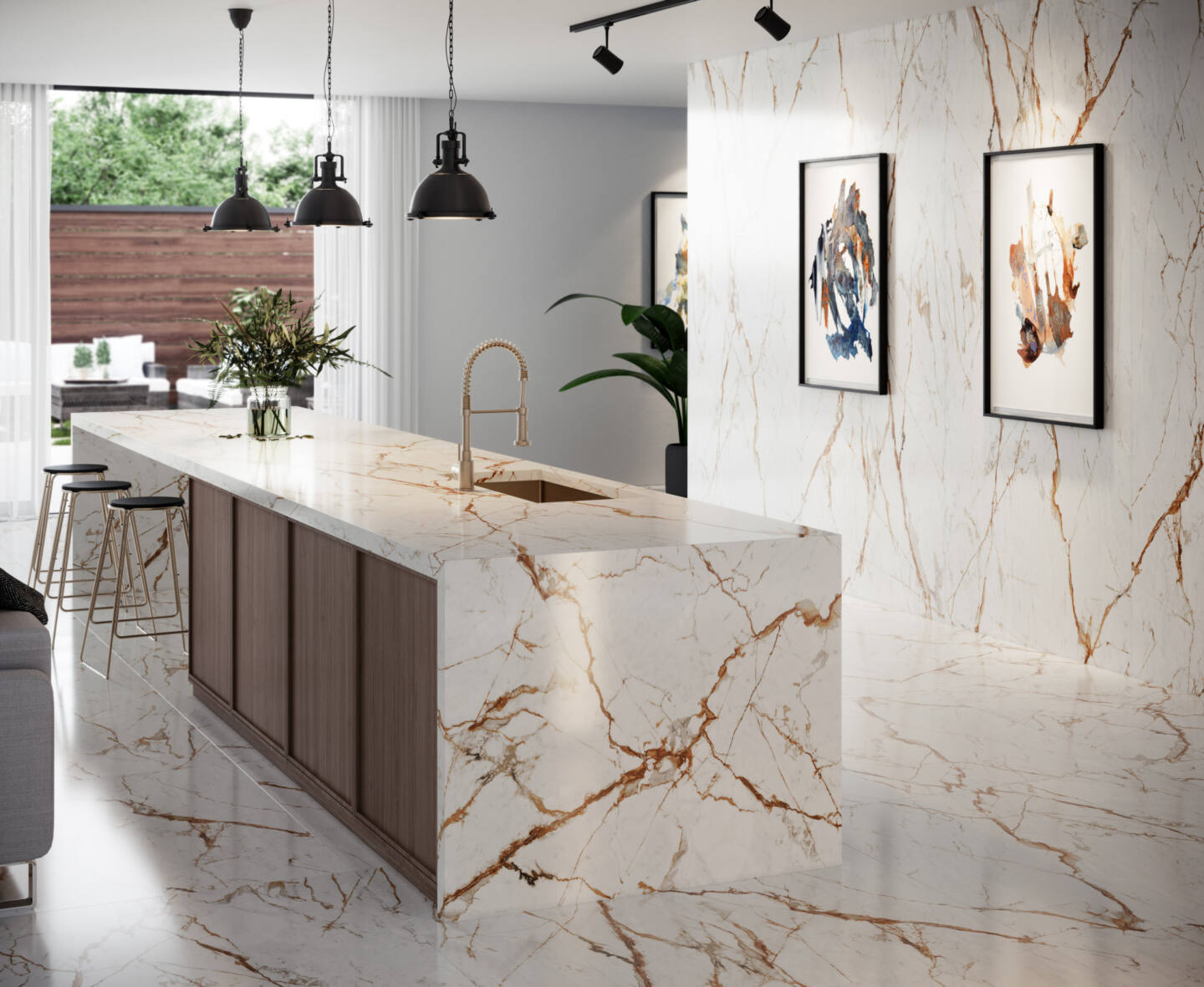 Küchenrückwand (Spritzschutz) aus Keramikplatte Dekton Awake – Poliert