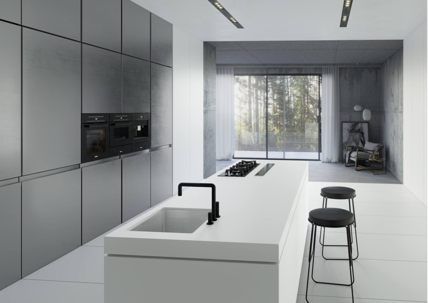 Küchenrückwand (Spritzschutz) aus Keramikplatte Dekton Aura – matt
