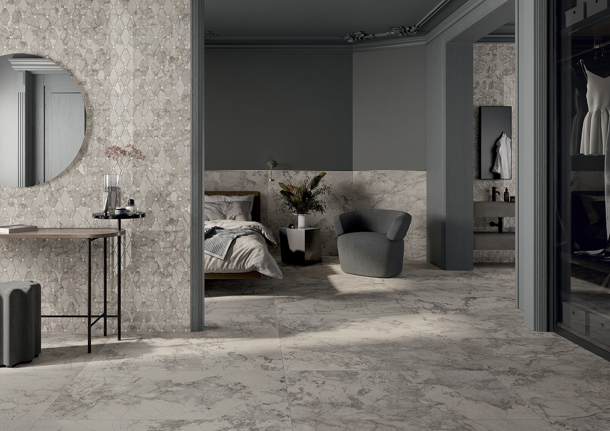 Großformatfliese Ava Gemstone Grey 120x280cm 6 mm