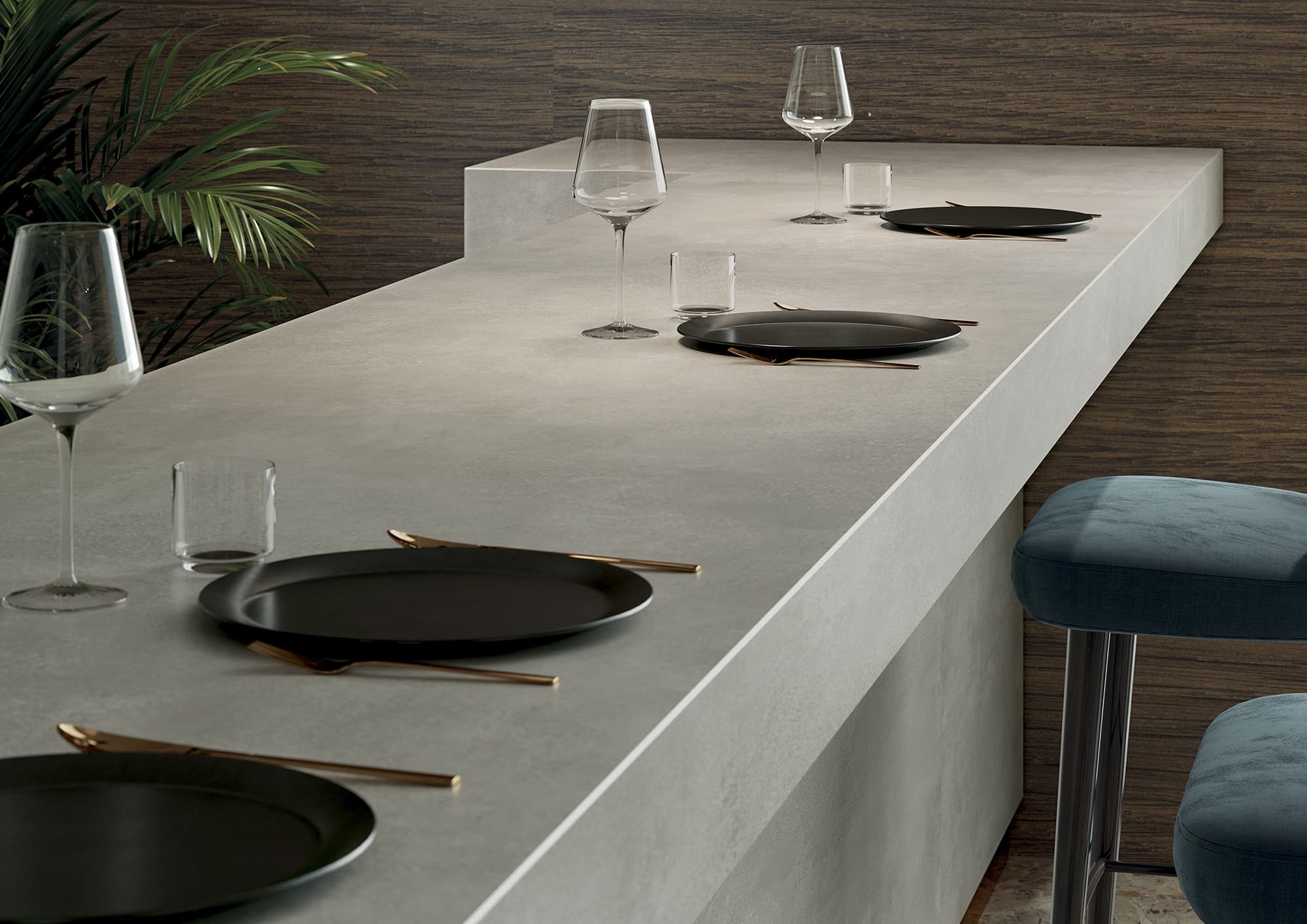 Großkeramikplatten 324×163 cm Franko Grey Skyline für Arbeitsplatte und Verkleidung