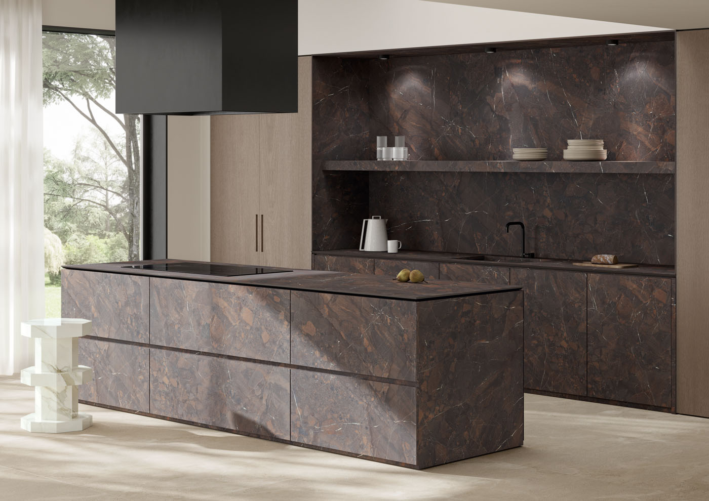 Großkeramikplatten 330×184 cm Franko Imperial Marrone für Arbeitsplatte und Verkleidung