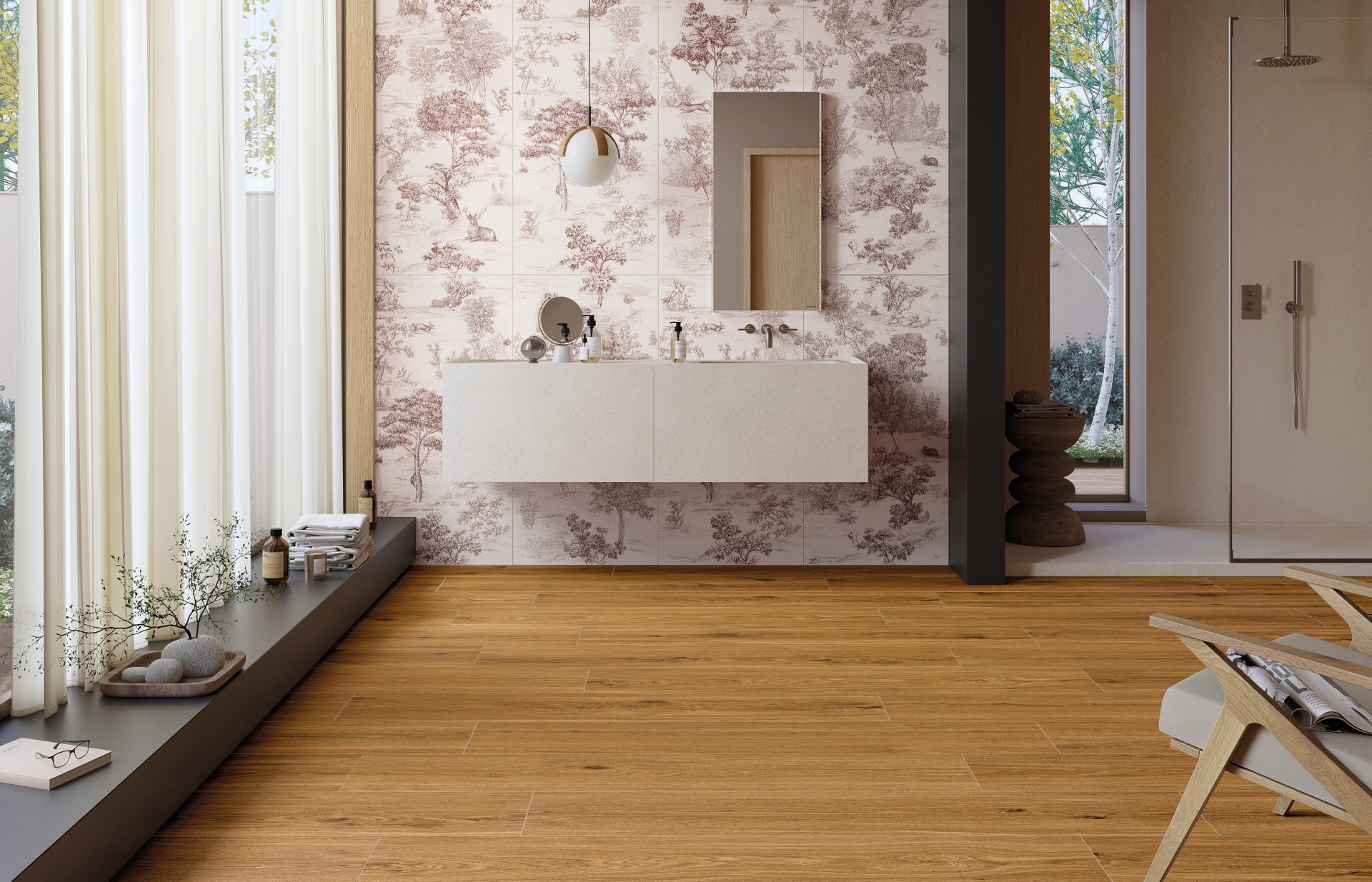Großformatfliese Mirage Papier Maison Lila 120x278cm 6 mm