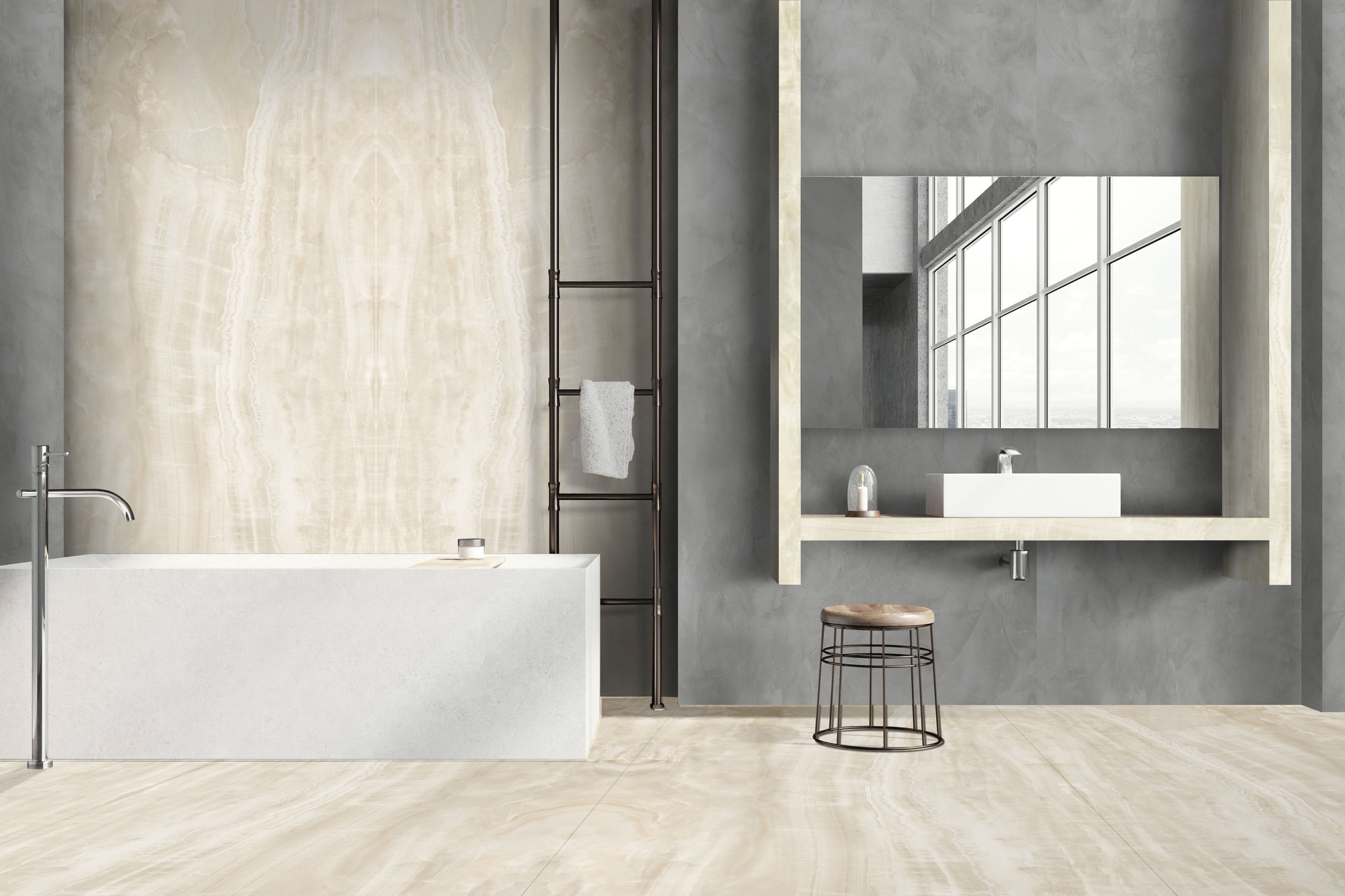Großkeramikplatten 320 x 160 cm Franko Onice Perlato für Arbeitsplatte und Verkleidung