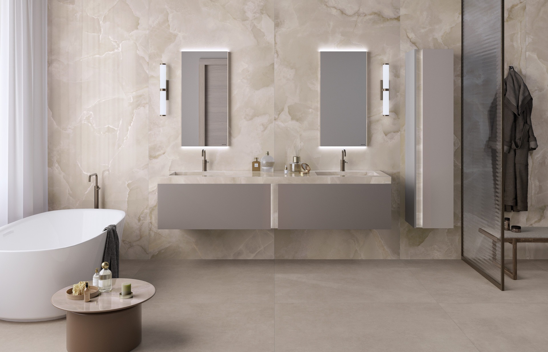 Großformatfliese Mirage Onyce ON02 Lead Grey 120x278cm 6 mm