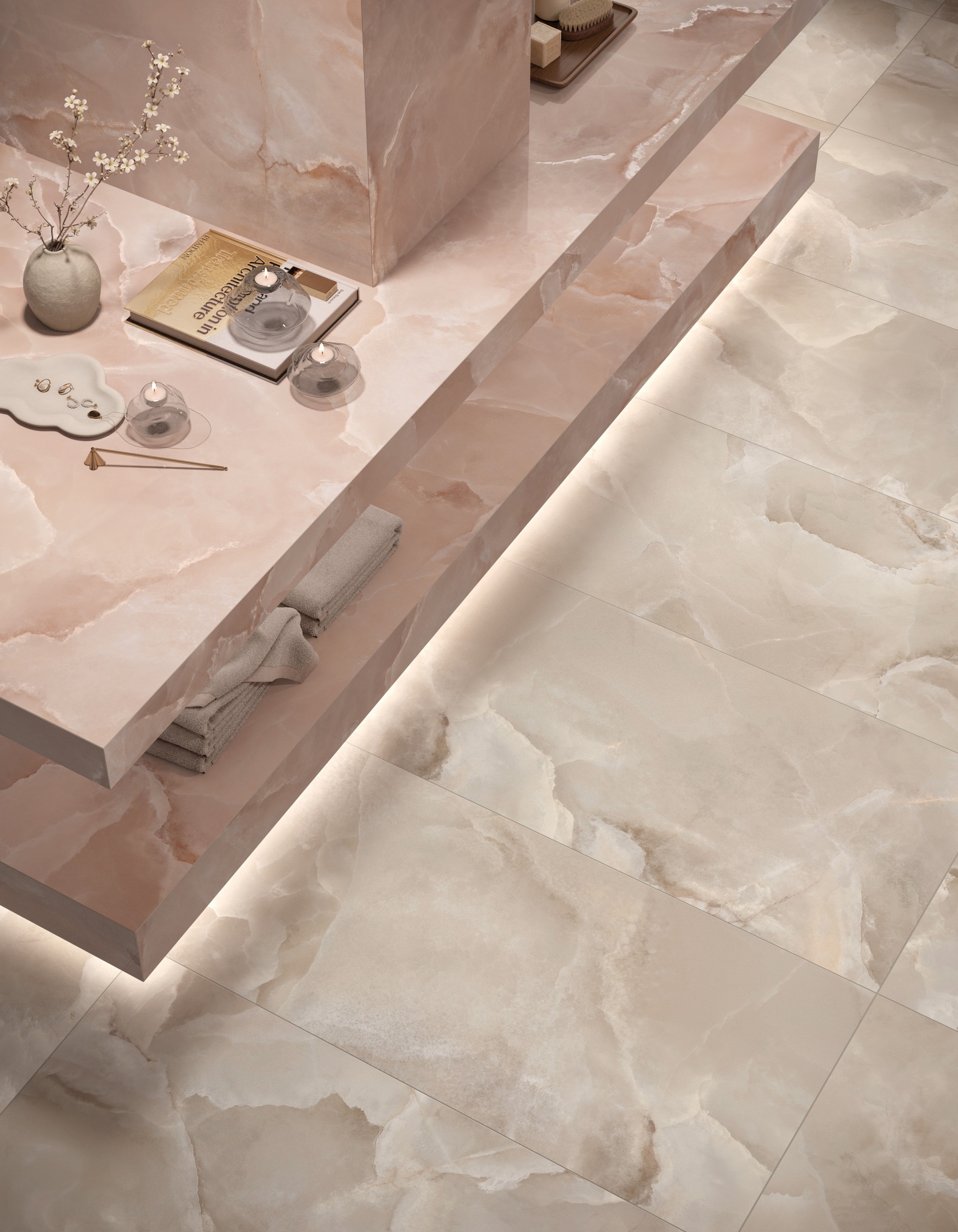 Großformatfliese Mirage Onyce ON04 Rose 120x278cm 6 mm