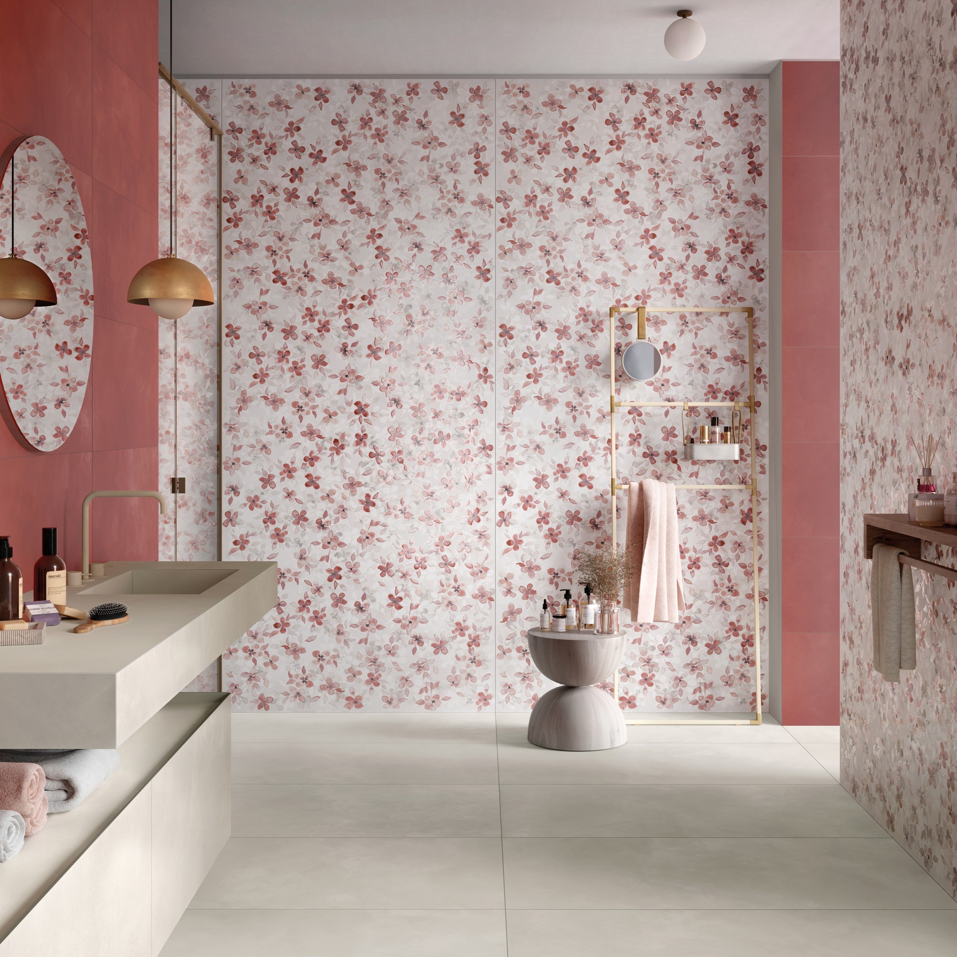Großformatfliese Mirage Papier Camille Rose 120x278cm 6 mm