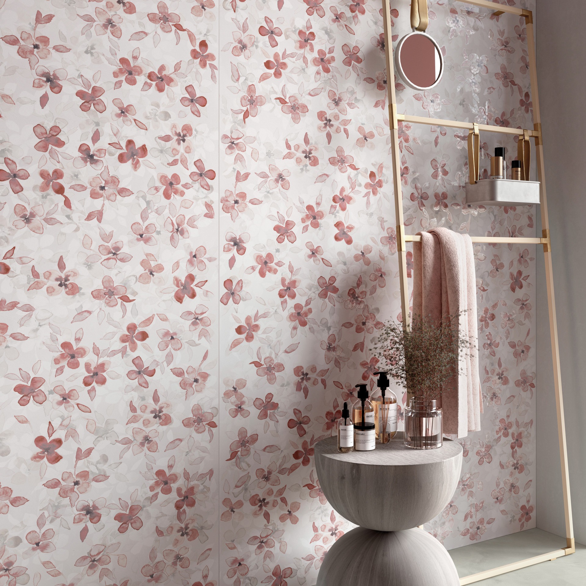 Großformatfliese Mirage Papier Camille Rose 120x278cm 6 mm