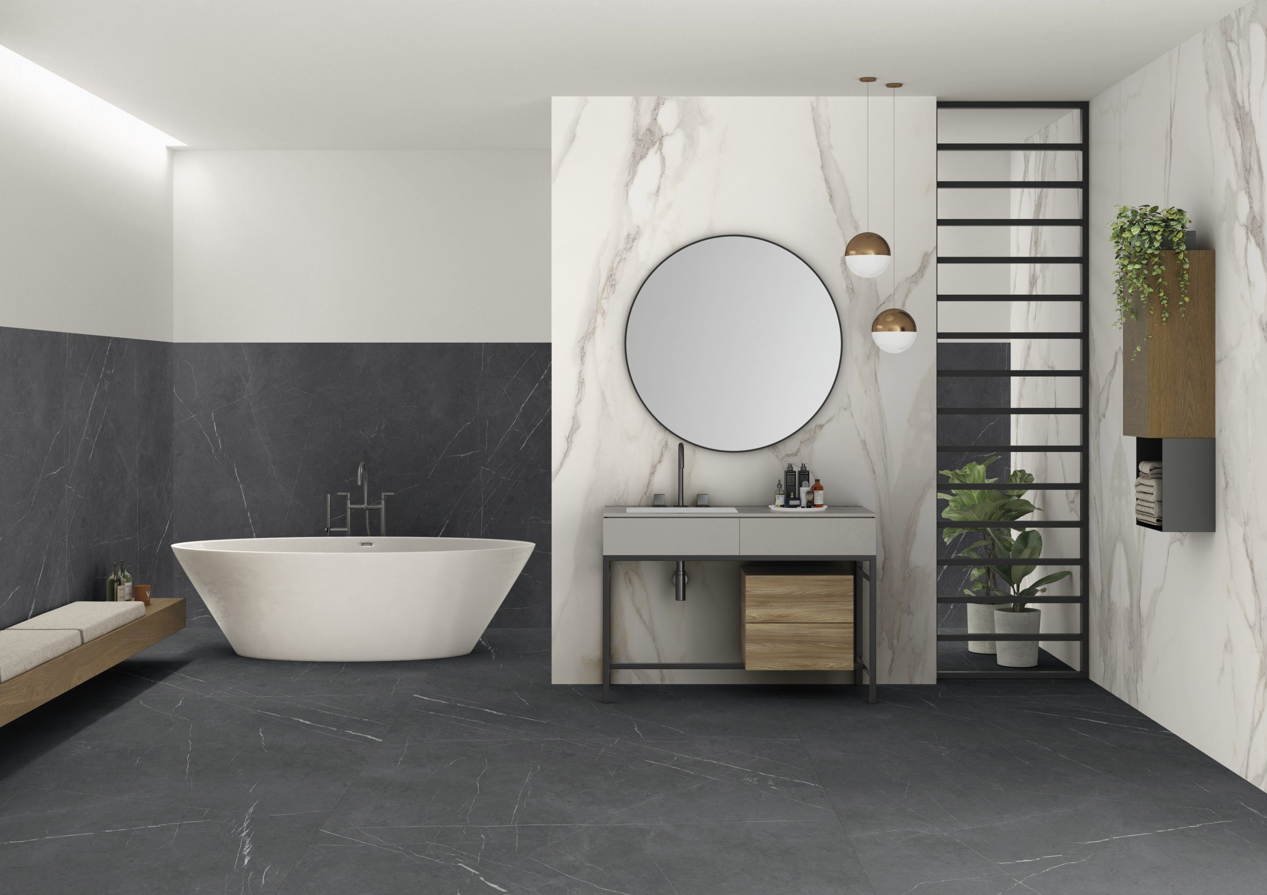 Großkeramikplatten 320 x 160 cm Franko Pietra Dark Grey für Arbeitsplatte und Verkleidung