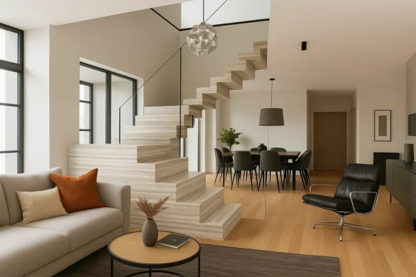 Treppe mit zwei Podesten nach Maß aus Keramik Franko – individuell geplant und gefertigt