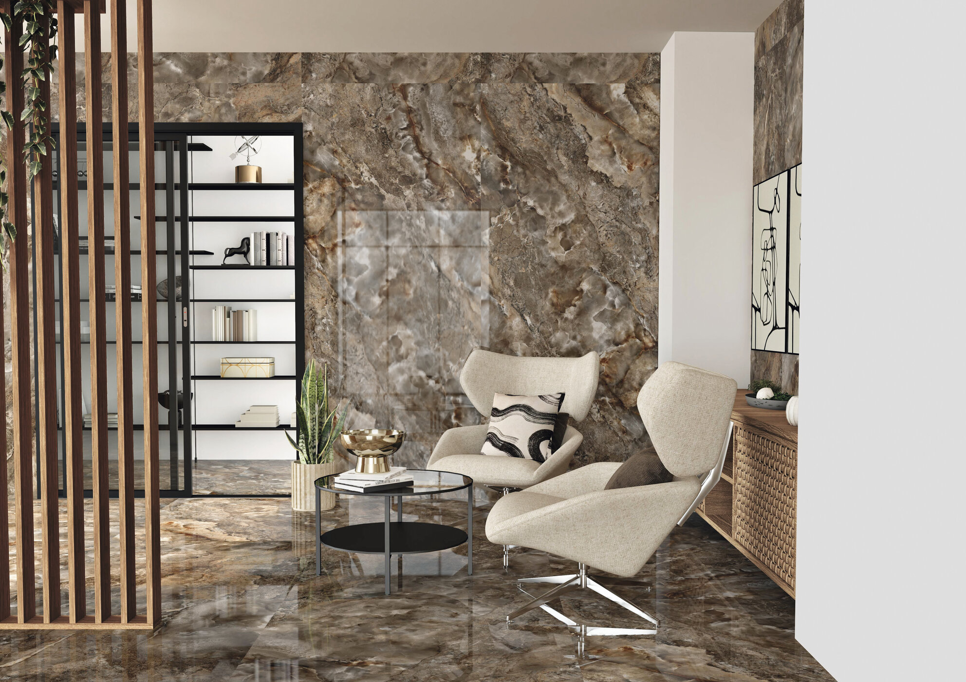 Großformatfliese AB Aura Brown 120x280cm 7 mm