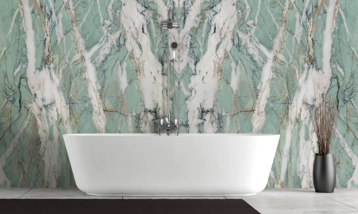 Großkeramikplatten 320 x 160 cm Franko Fiume Verde für Arbeitsplatte und Verkleidung