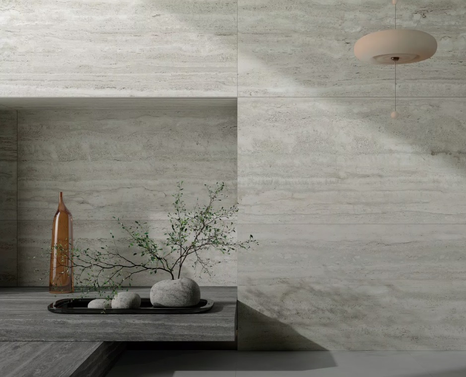 Großformatfliese Mirage Elysian Travertini EY11 Travertino Misty 120x278cm 6 mm