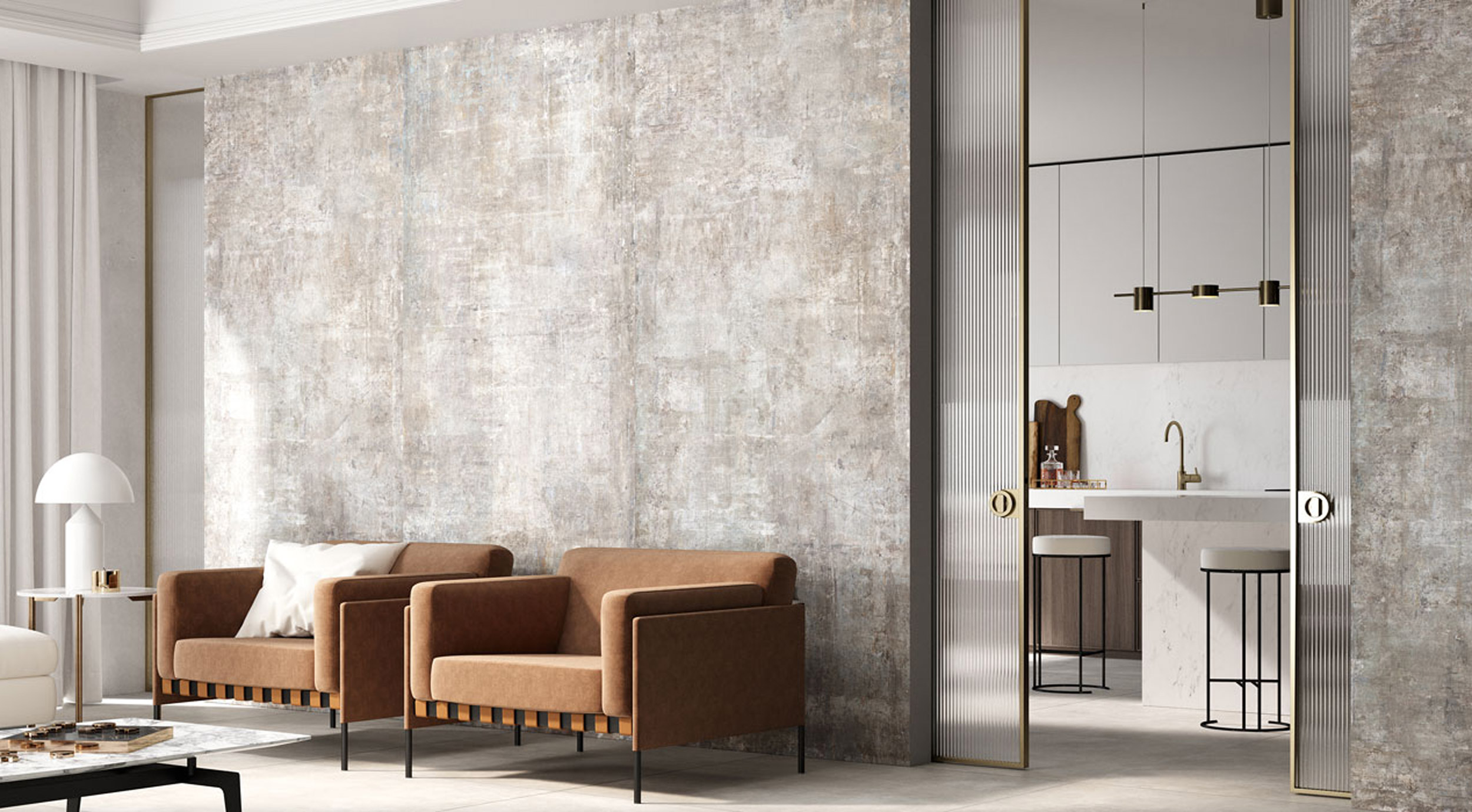 Großformatfliese Rondine Murales Ice 120x280cm 6 mm