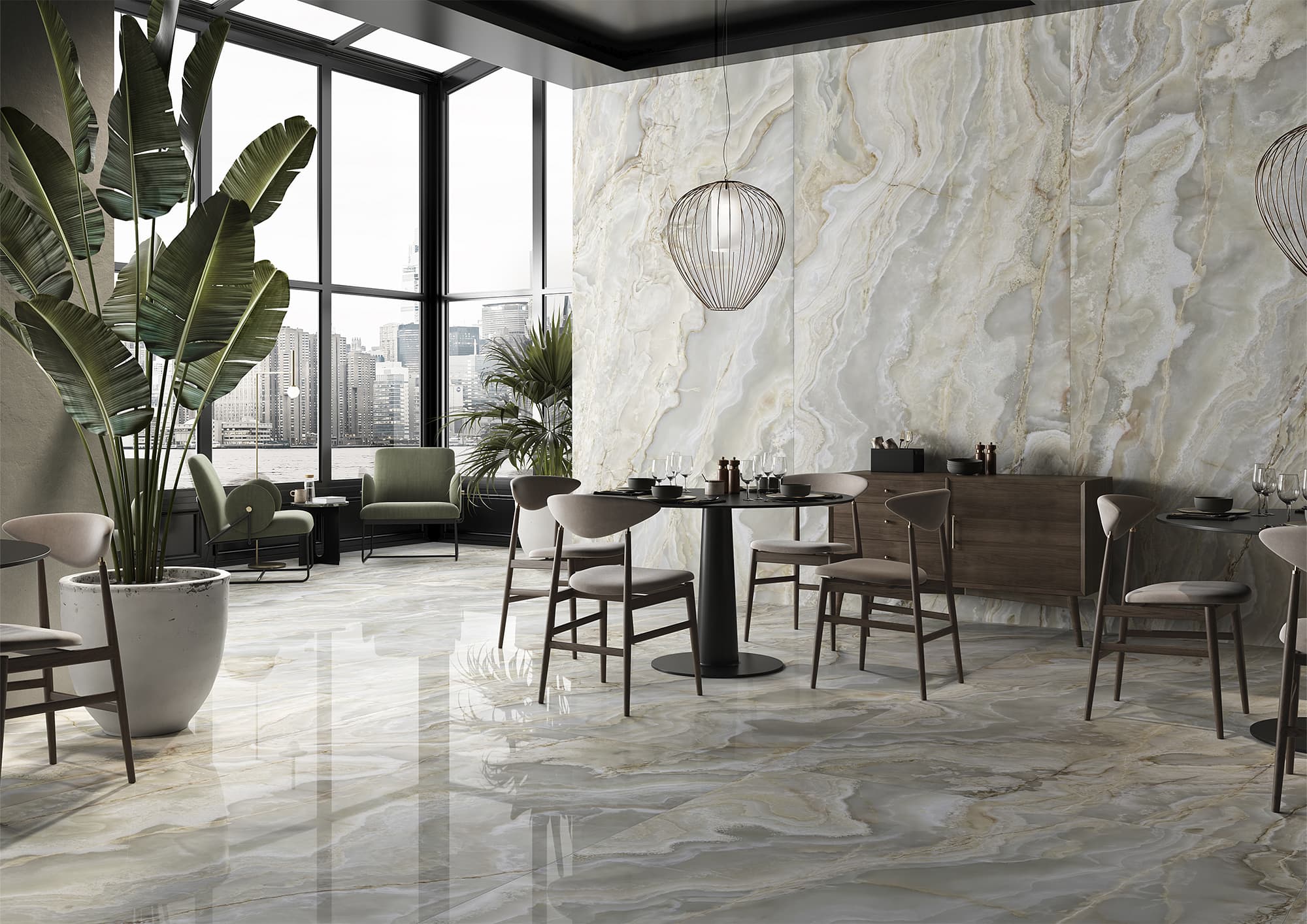 Großformatfliese Ava Onice Argento 120x280cm 6mm