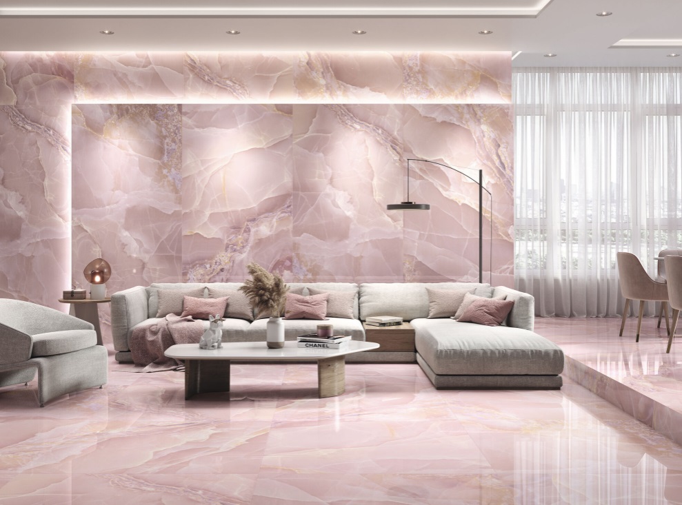 Großformatfliese Baldocer Onyx Rose 120x260cm 7 mm