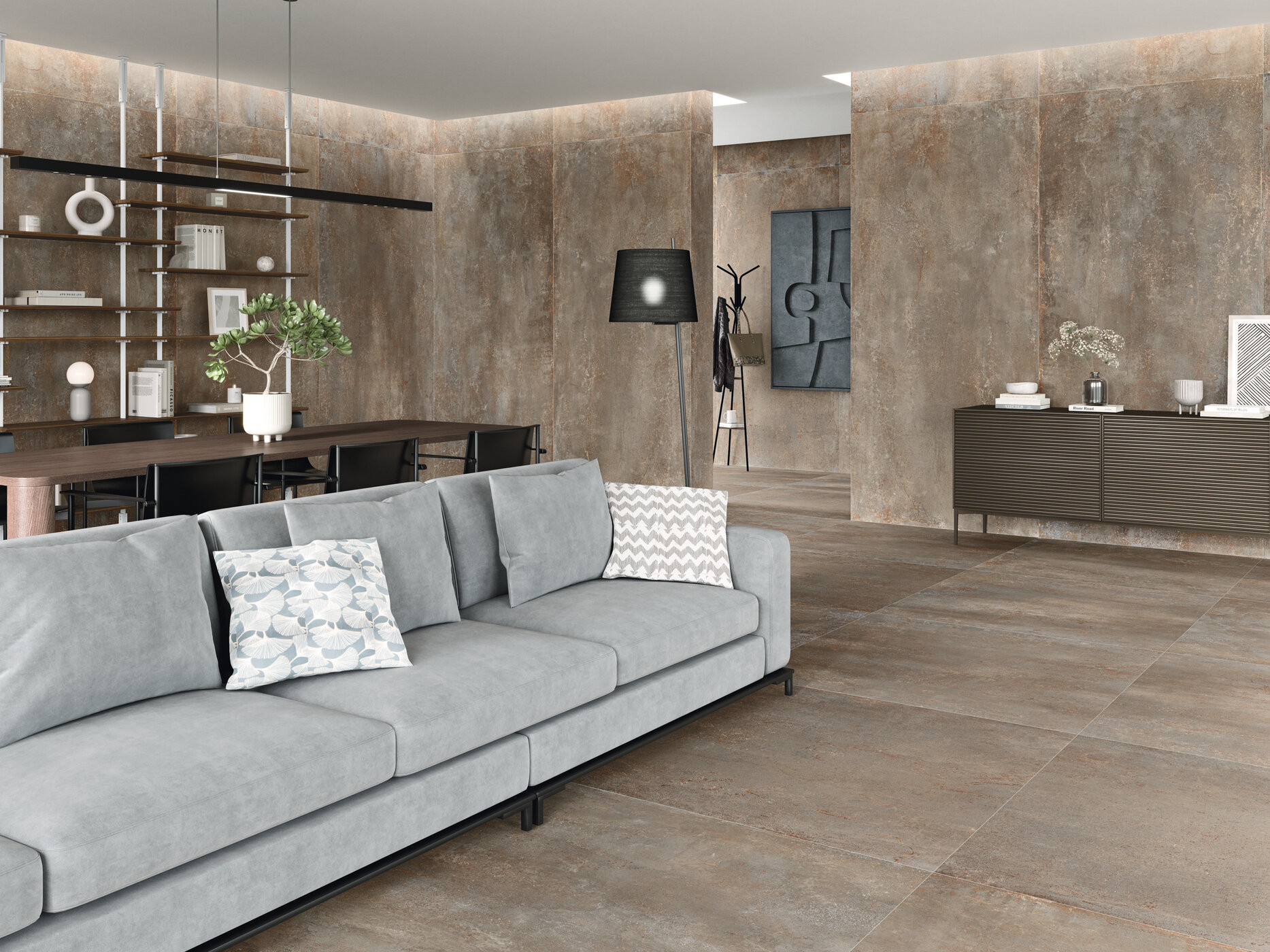 Großformatfliese AB Rhodium Brass 120x260cm 6 mm