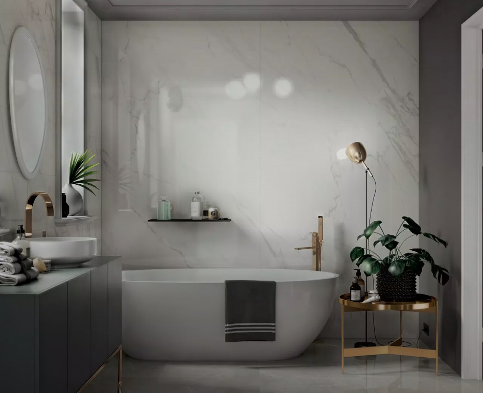 Großformatfliese Mirage Jewels JW14 Statuario Venato 120x278cm oder 160x320 cm 6 mm
