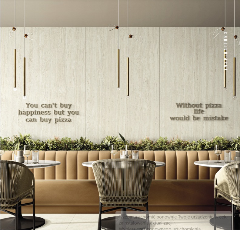 Großformatfliese Mirage Elysian Travertino Pearly 120x278cm 6 mm