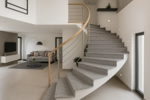 Halbgewendelte Treppe nach Maß aus Keramik Franko – individuell geplant und gefertigt