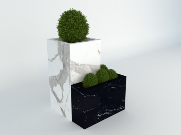 Diebstahlschutz Wallbox oder Ladeziegel verschließen als Blumentopf 40x40x80cm mit Eckkübel
