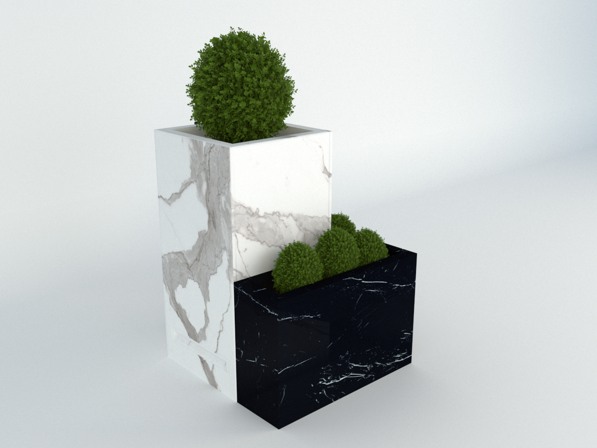 Diebstahlschutz Wallbox oder Ladeziegel verschließen als Blumentopf 40x40x80cm mit Eckkübel