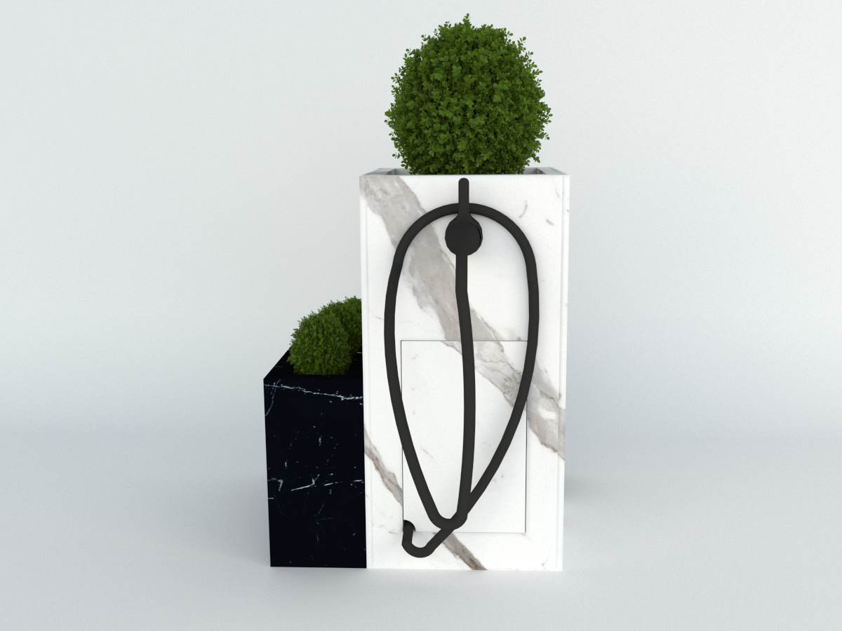 Diebstahlschutz Wallbox oder Ladeziegel verschließen als Blumentopf 40x40x80cm mit Eckkübel