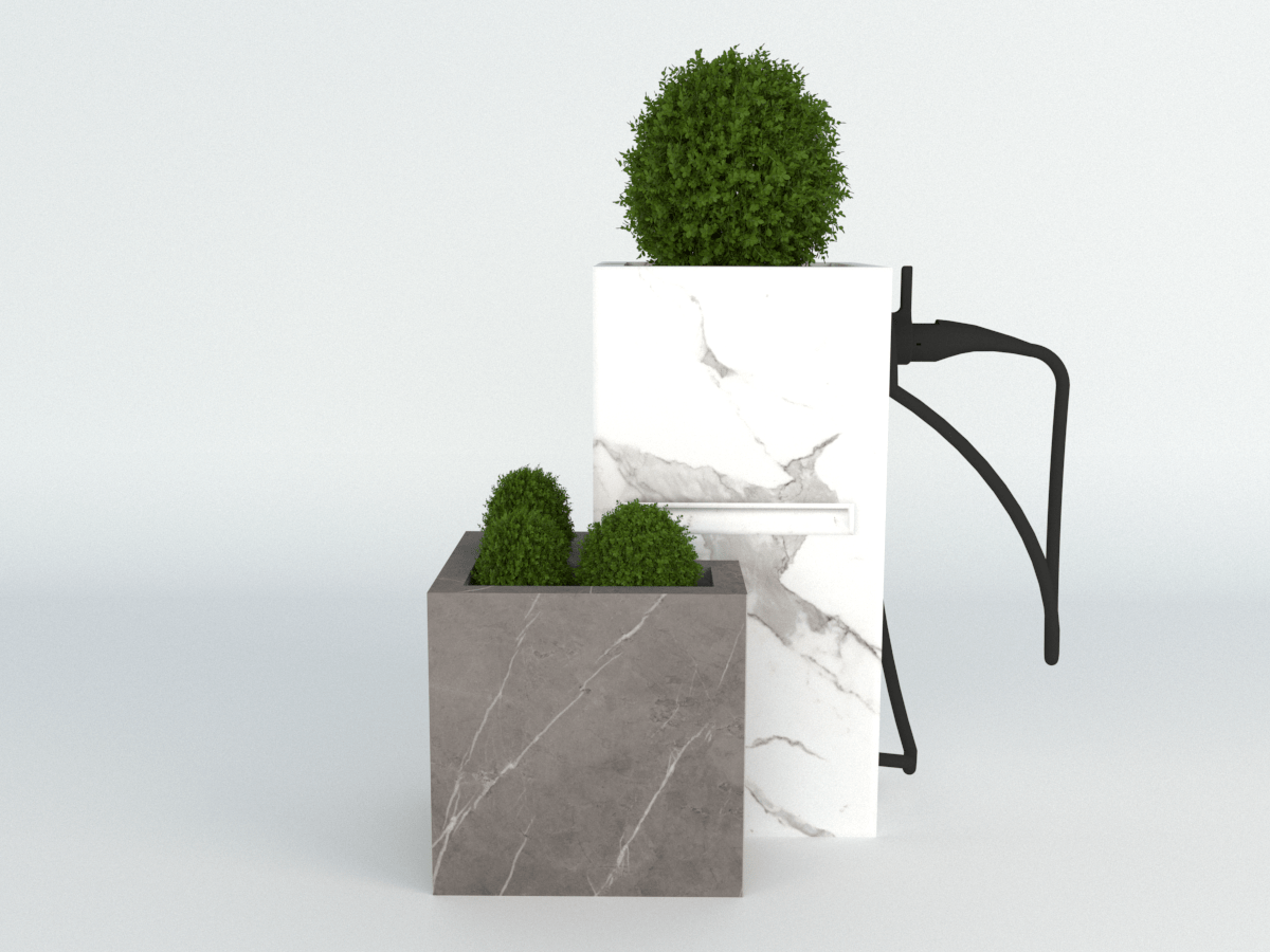 Diebstahlschutz Wallbox oder Ladeziegel verschließen als Blumentopf 40x40x80cm mit Eckkübel