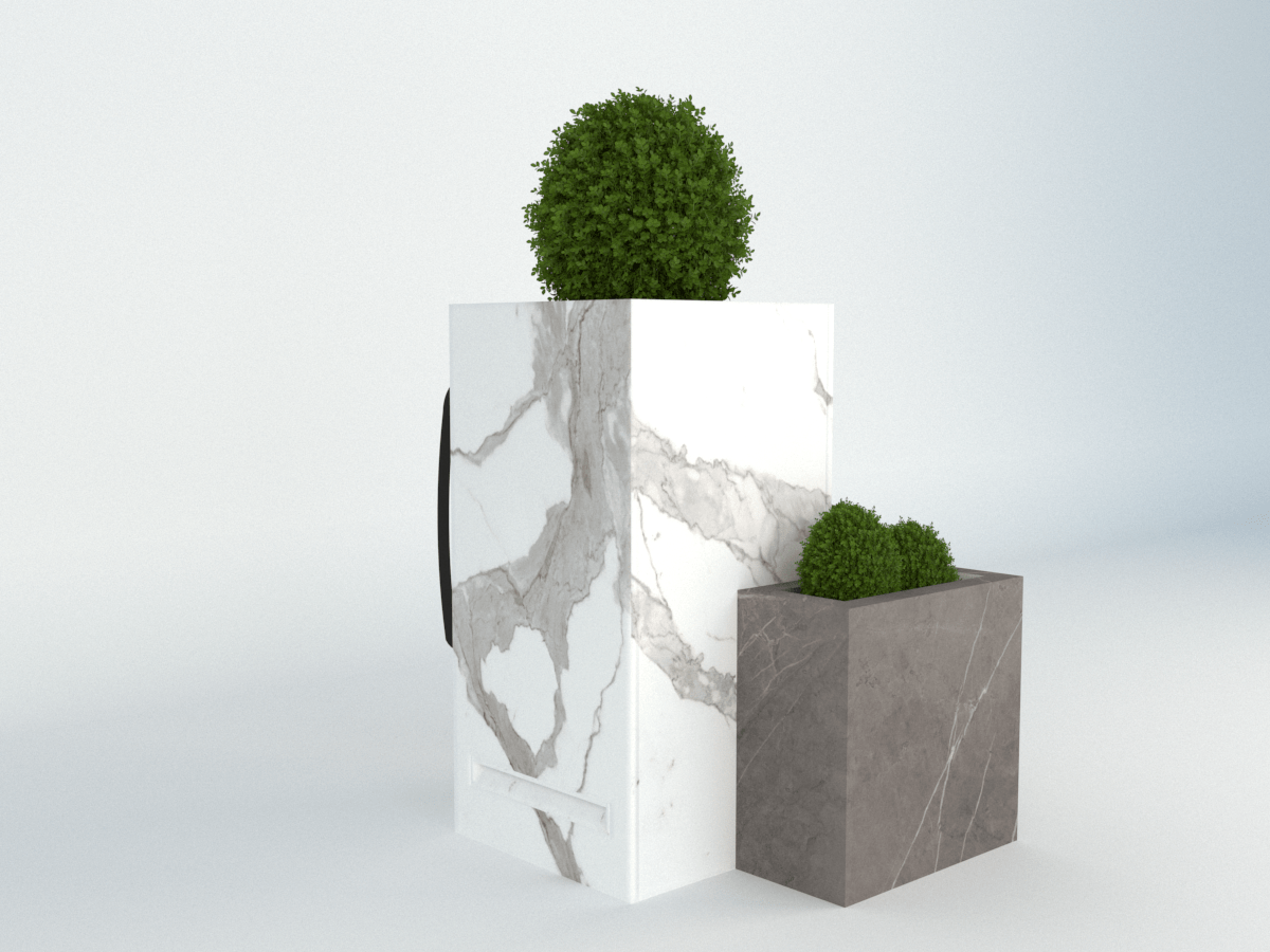 Diebstahlschutz Wallbox oder Ladeziegel verschließen als Blumentopf 40x40x80cm mit Eckkübel