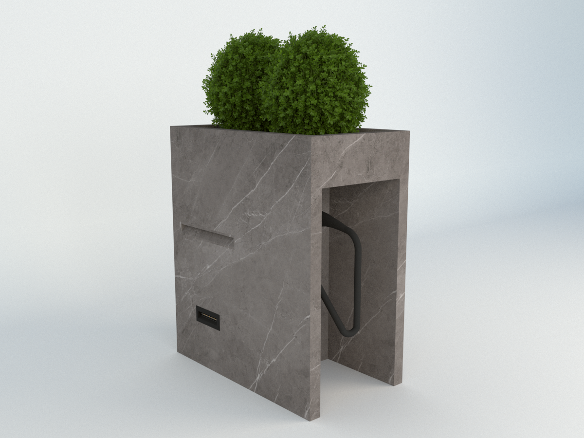 Diebstahlschutz Wallbox oder Ladeziegel verschließen als Blumentopf EVSE 70x40x80cm