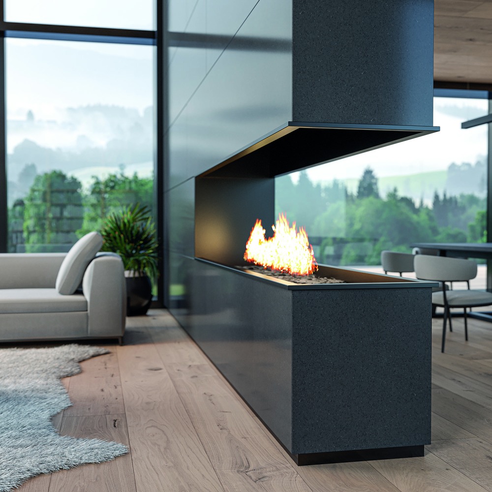 Technistone Crystal Anthracite Pure küchenarbeitsplatte aus Konglomerat nach Maß, Schwarz – Poliert