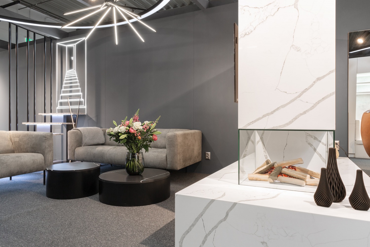 Technistone Crystal Calacatta Silva küchenarbeitsplatte aus Konglomerat nach Maß, Weiß – Poliert