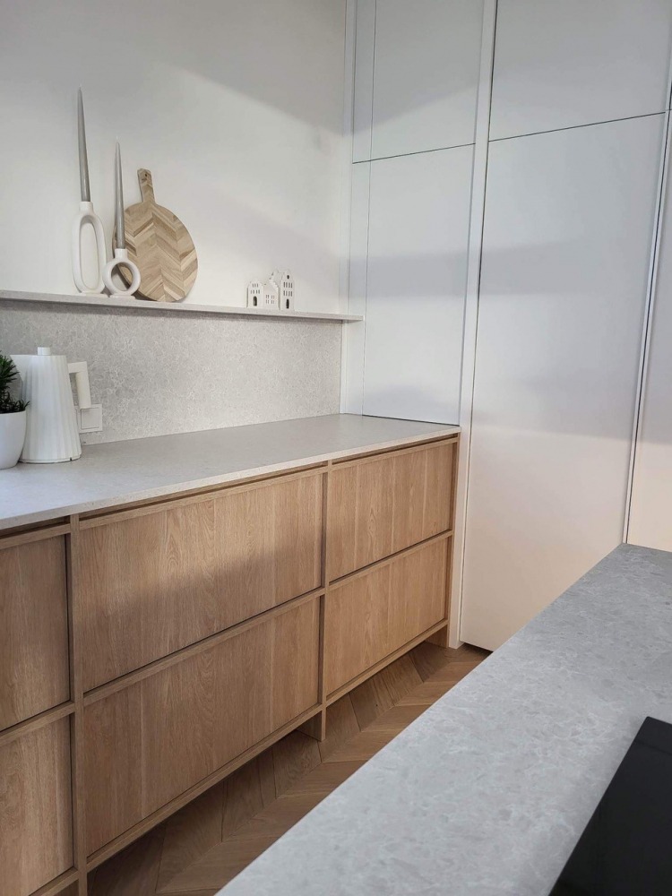 Technistone Noble Quartzite küchenarbeitsplatte aus Konglomerat nach Maß, Grau – Poliert