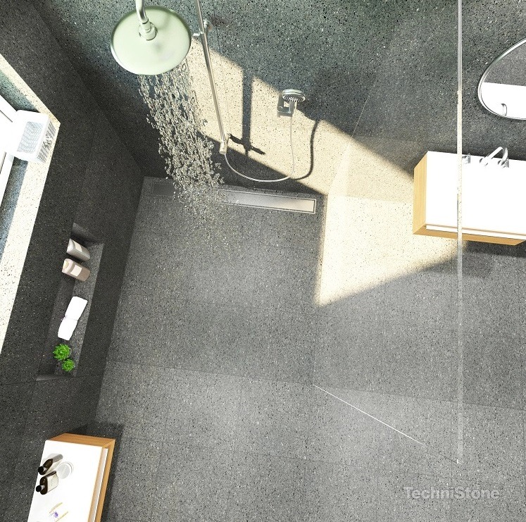 Technistone Taurus Terazzo Grey küchenarbeitsplatte aus Konglomerat nach Maß, Grau – Matt