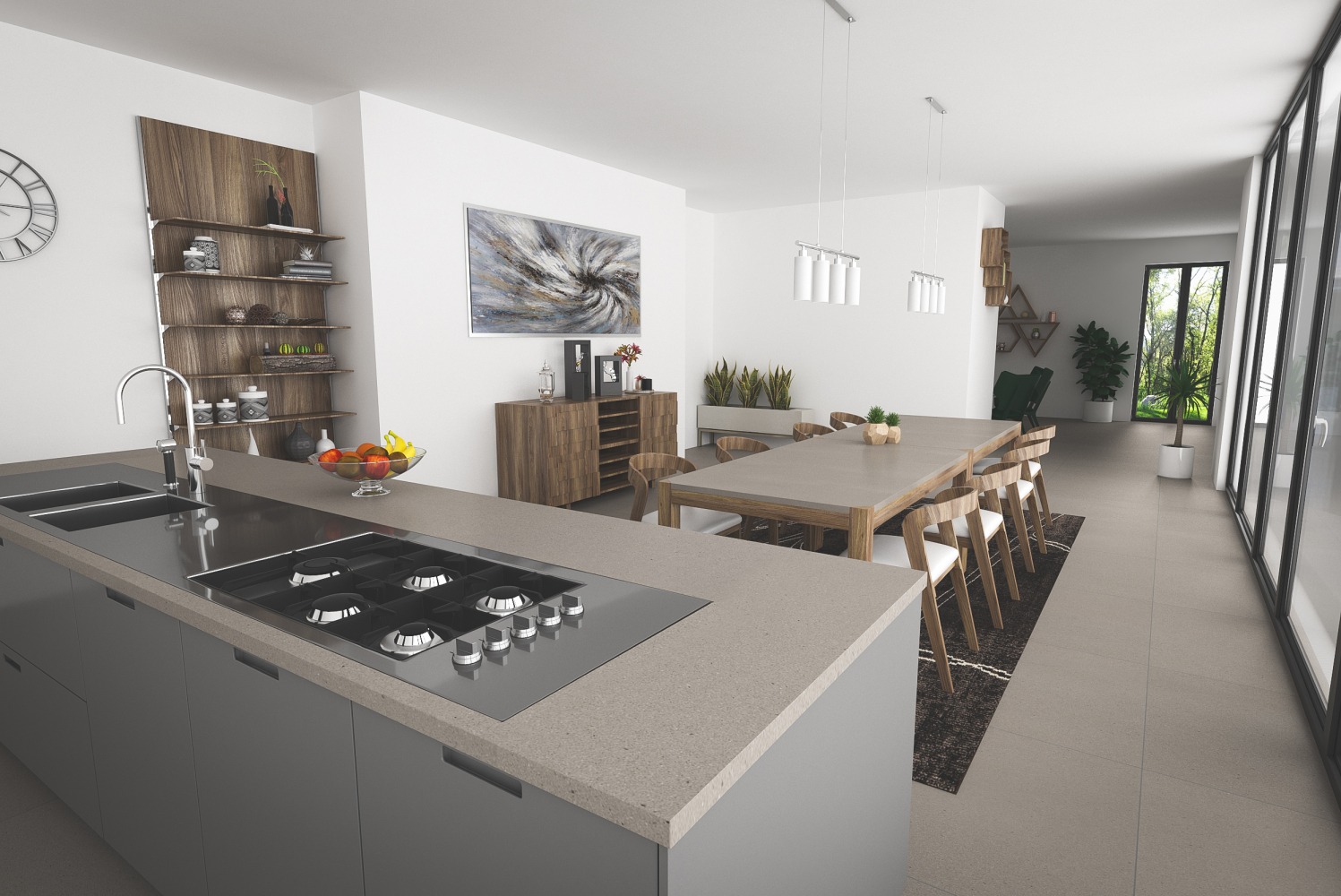 Technistone Gobi Urban küchenarbeitsplatte aus Konglomerat nach Maß, Grau – Matt