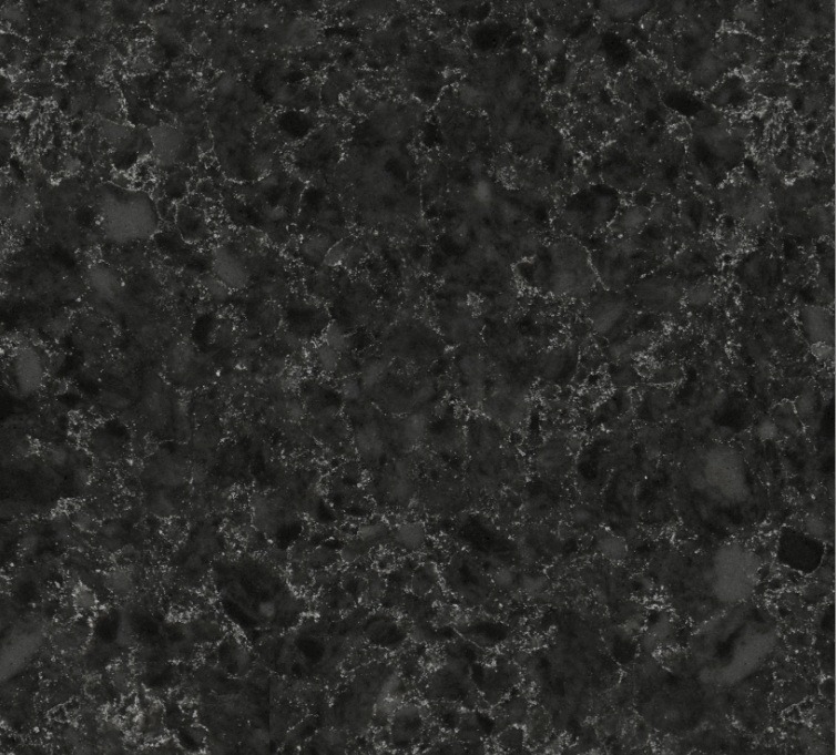 Technistone Noble Imperial Grey küchenarbeitsplatte aus Konglomerat nach Maß, Schwarz – Poliert