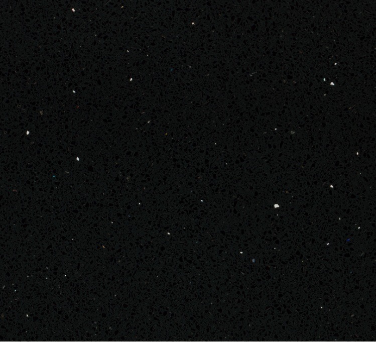 Technistone Starlight Black Küchenarbeitsplatte aus Konglomerat nach Maß, Schwarz – Poliert