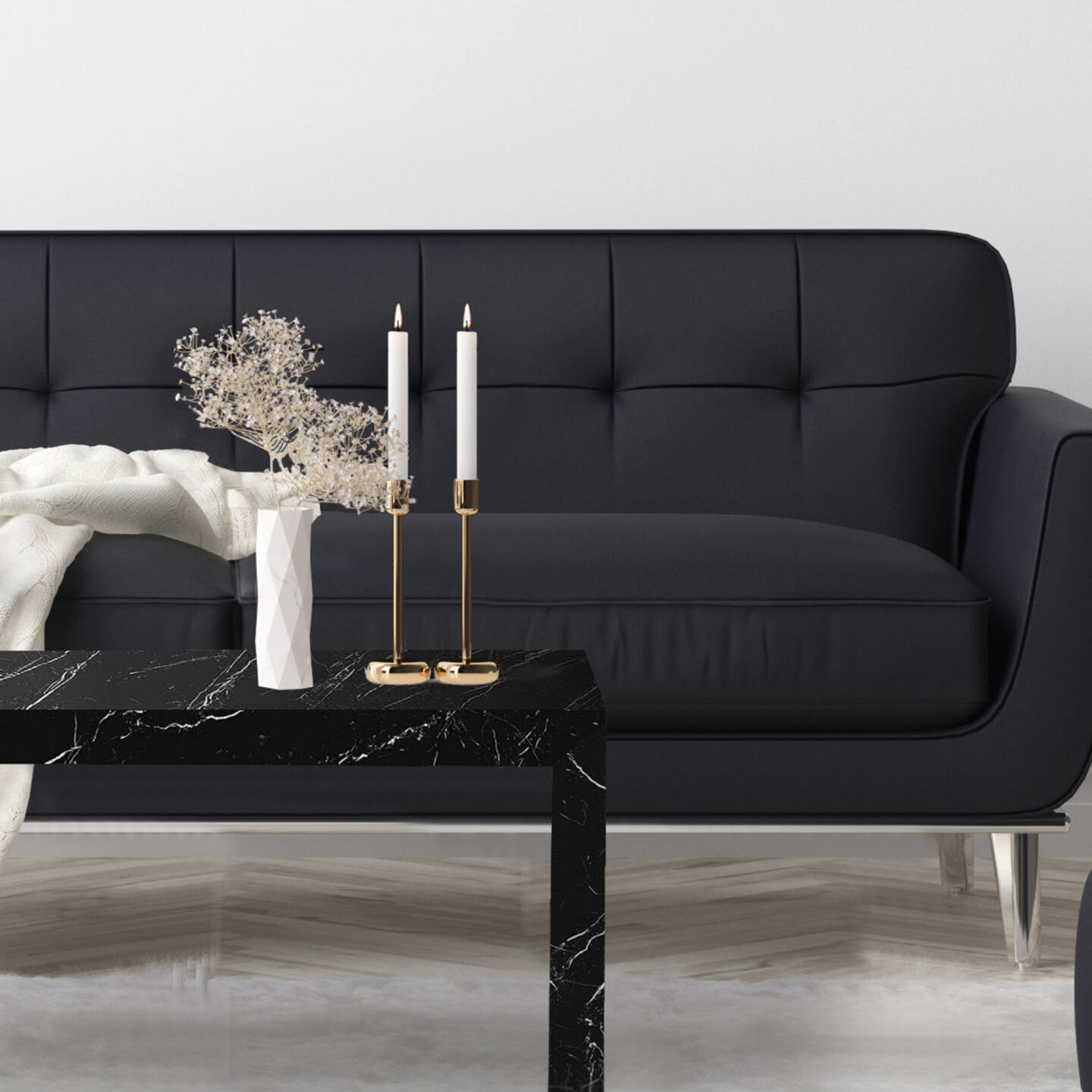 Tisch Franko Pina aus Franko Keramik Nero Marquina 80×45