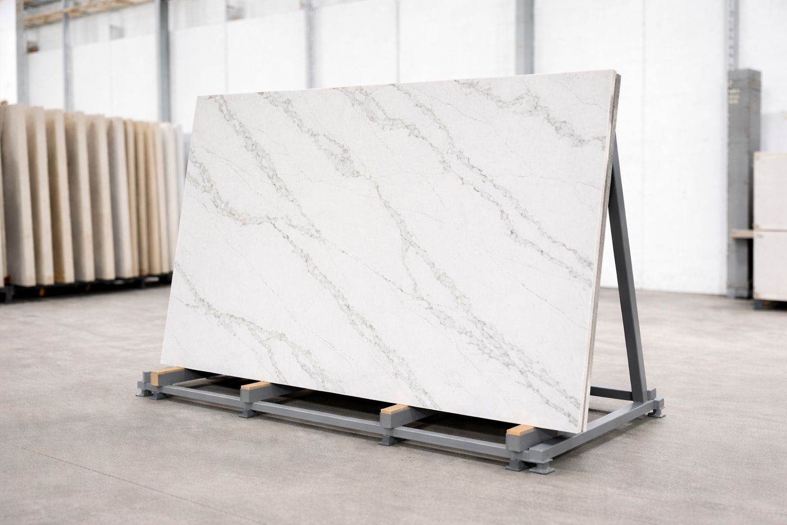 Küchenarbeitsplatte aus Konglomerat nach Maß, Weiß – Caesarstone Calacatta Nobella - Poliert oder Geschliffen