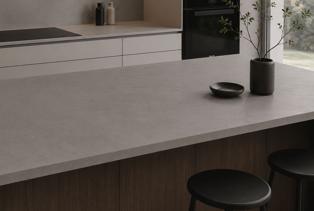 Küchenarbeitsplatte aus Konglomerat nach Maß, Grau – Caesarstone Sleek Concrete - Matt